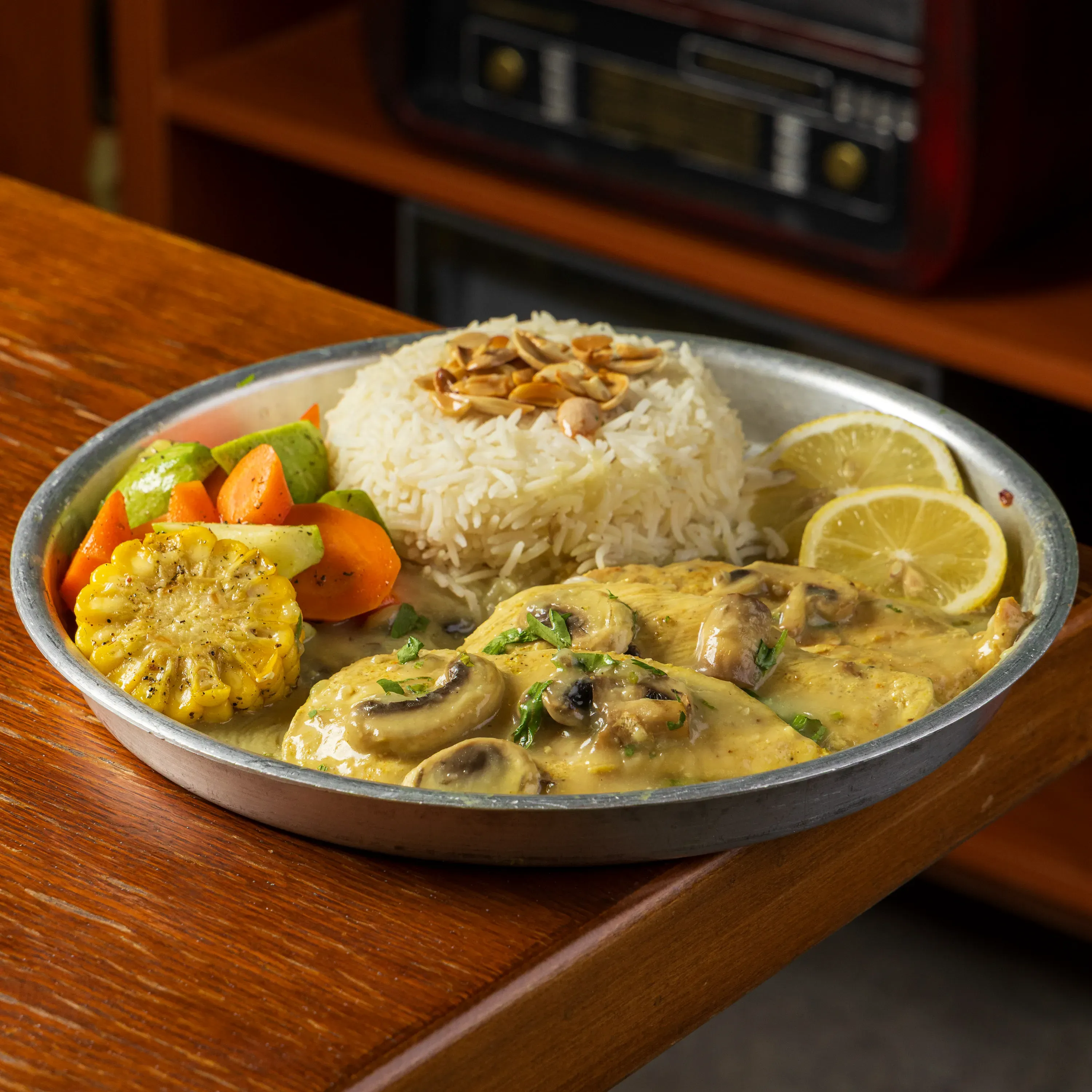 Chicken slices in lemon‑garlic photo